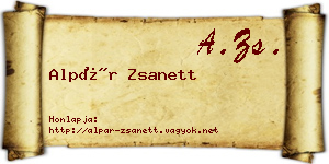 Alpár Zsanett névjegykártya